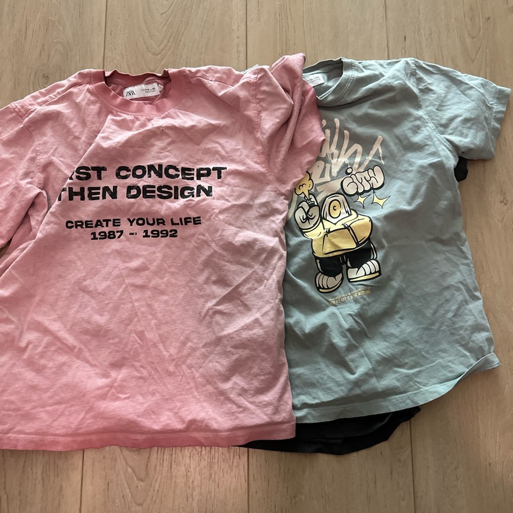 Zara Kids Pink and Blue Graphic Tees